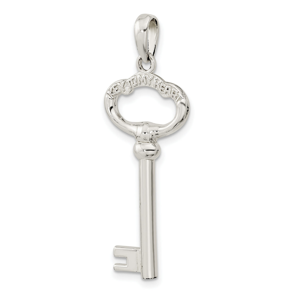 Sterling Silver Key Pendant with Heart Shape and Key to My Heart Romantic Theme for Women