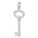 Sterling Silver Key Pendant with Heart Shape and Key to My Heart Romantic Theme for Women