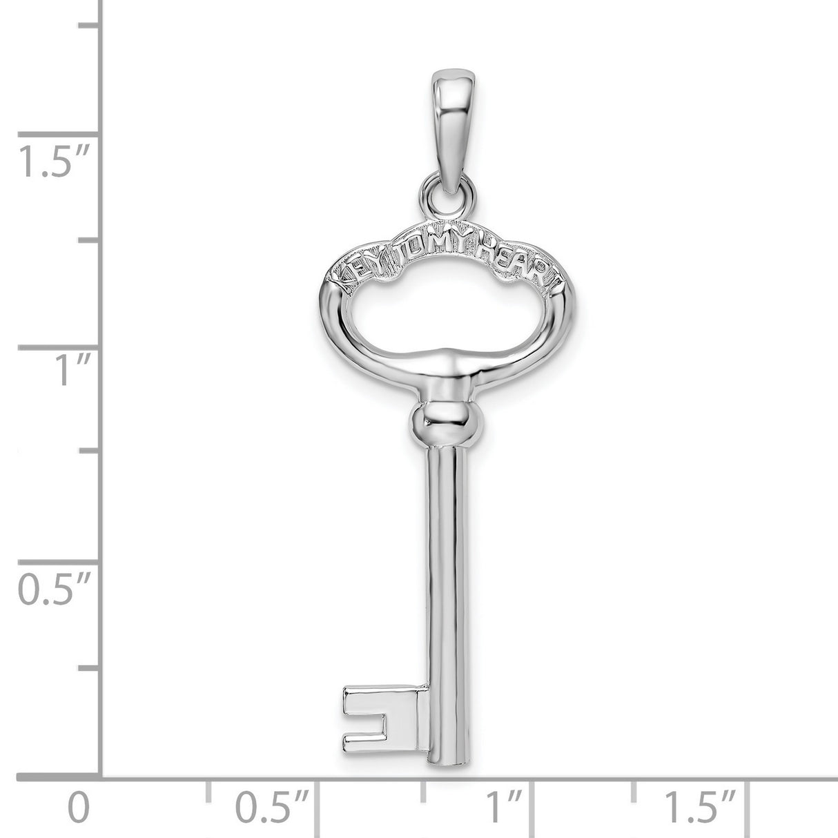 Sterling Silver Key Pendant with Heart Shape and Key to My Heart Romantic Theme for Women