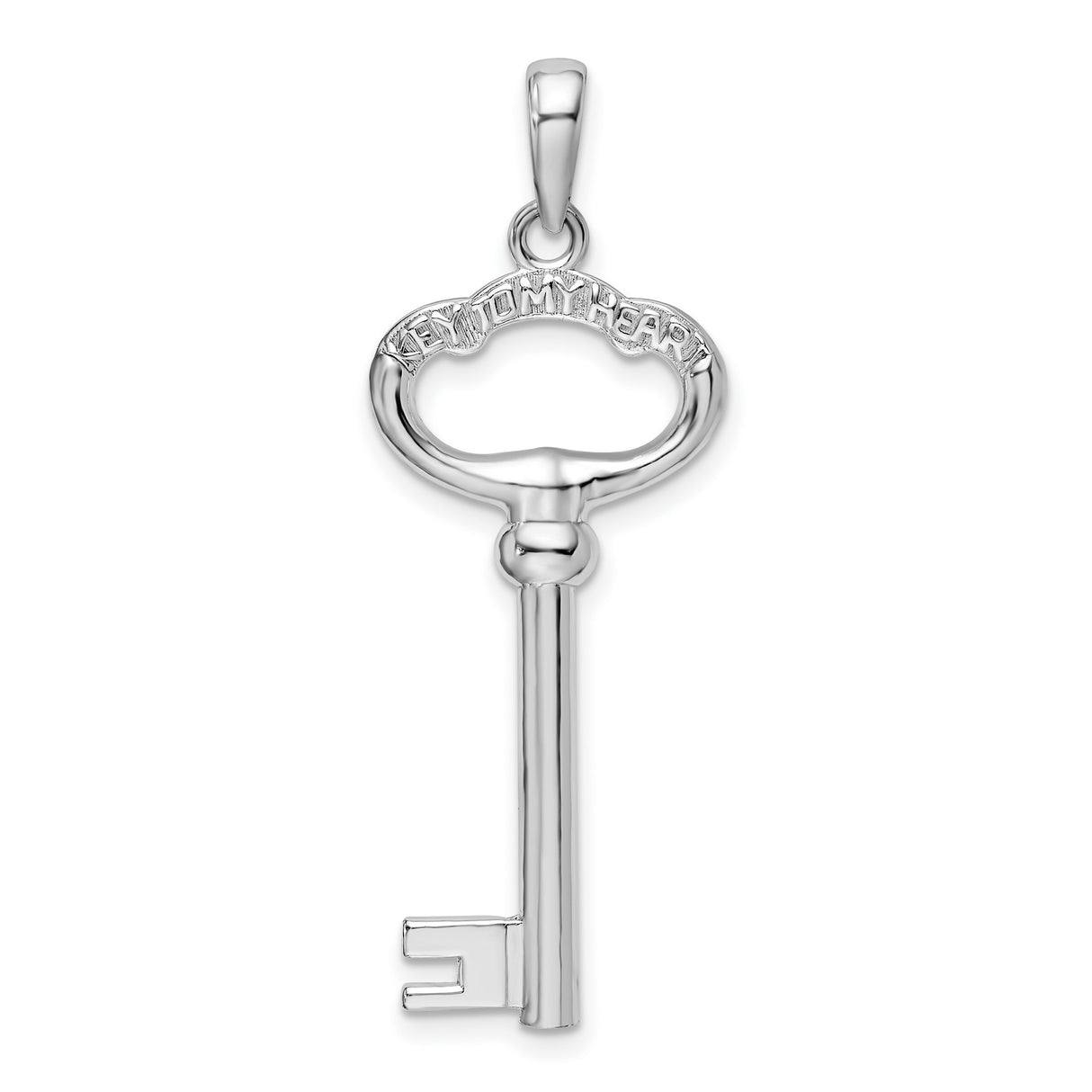 Sterling Silver Key Pendant with Heart Shape and Key to My Heart Romantic Theme for Women
