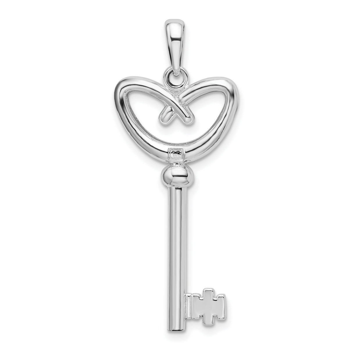 Sterling Silver Key Pendant with Open Heart Design, Romantic Symbol of Love for Women