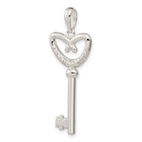 Sterling Silver Key Pendant with Open Heart Design, Romantic Symbol of Love for Women