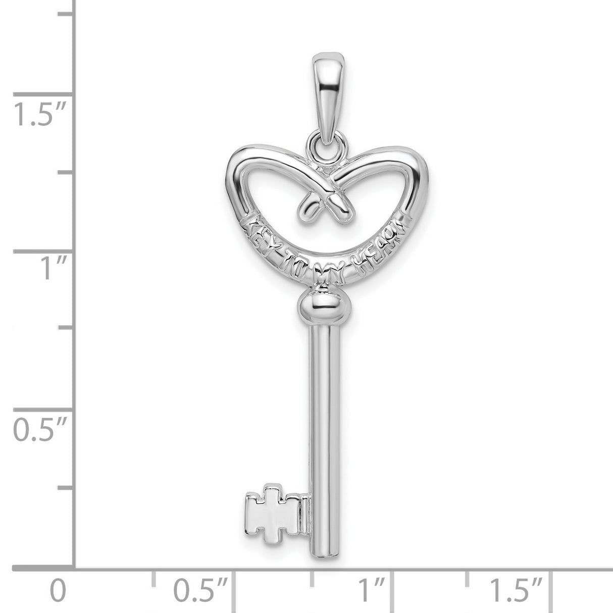 Sterling Silver Key Pendant with Open Heart Design, Romantic Symbol of Love for Women