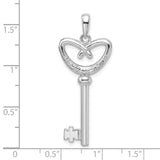 Sterling Silver Key Pendant with Open Heart Design, Romantic Symbol of Love for Women