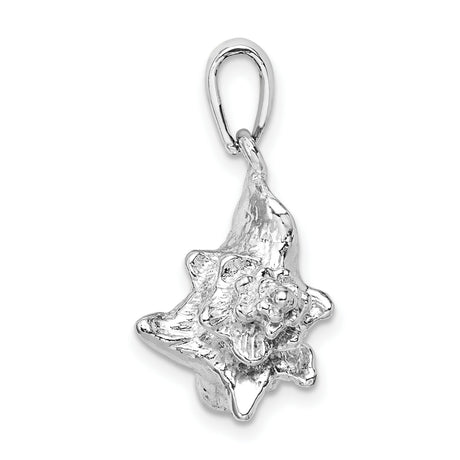 Sterling Silver Conch Shell Pendant, Nautical Ocean Life Charm for Women or Unisex Wear