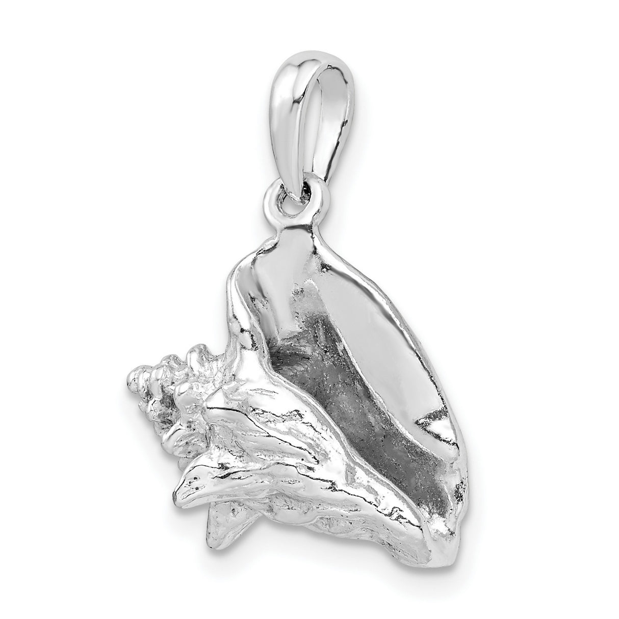 Sterling Silver Conch Shell Pendant, Nautical Ocean Life Charm for Women or Unisex Wear