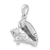 Sterling Silver Conch Shell Pendant, Nautical Ocean Life Charm for Women or Unisex Wear