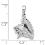 Sterling Silver Conch Shell Pendant, Nautical Ocean Life Charm for Women or Unisex Wear