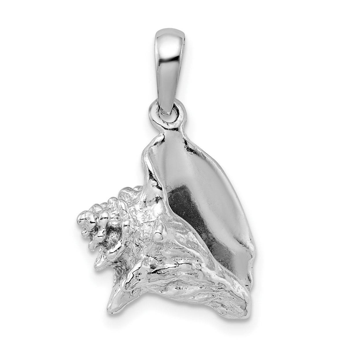 Sterling Silver Conch Shell Pendant, Nautical Ocean Life Charm for Women or Unisex Wear