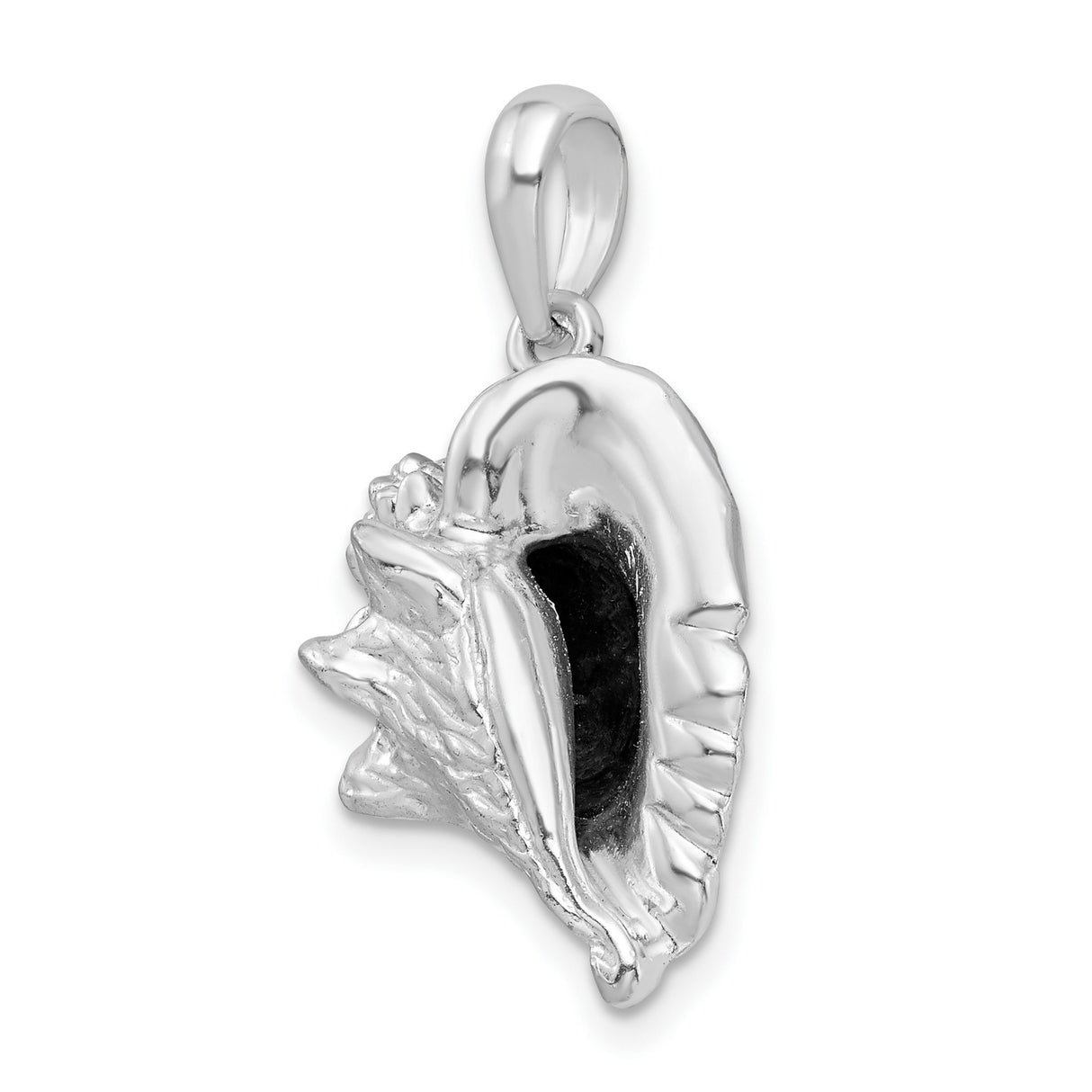 Polished 3-D Large Conch Shell Charm Pendant in Real 925 Sterling Silver