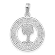 Sterling Silver Palm Tree Pendant with Siesta Key Florida Engraving, Coastal Beach Charm