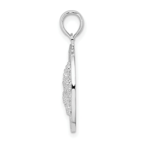 Sterling Silver Pendant with Siesta Key Florida Text and Textured Starfish Design