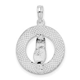 Sterling Silver Flip-Flop Circle Pendant with Siesta Key Florida Engraving, Coastal Souvenir Charm