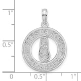Sterling Silver Flip-Flop Circle Pendant with Siesta Key Florida Engraving, Coastal Souvenir Charm