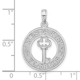 Sterling Silver Siesta Key Pendant with Cut-Out Key Design and Circular Detail
