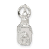 3-D Church Charm Pendant in Real 925 Sterling Silver