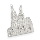 3-D Church Charm Pendant in Real 925 Sterling Silver