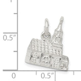 3-D Church Charm Pendant in Real 925 Sterling Silver
