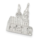 3-D Church Charm Pendant in Real 925 Sterling Silver