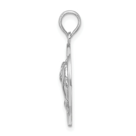 Sterling Silver Dolphin Pendant Forming Heart Shape with Key West Text, Nautical Jewelry