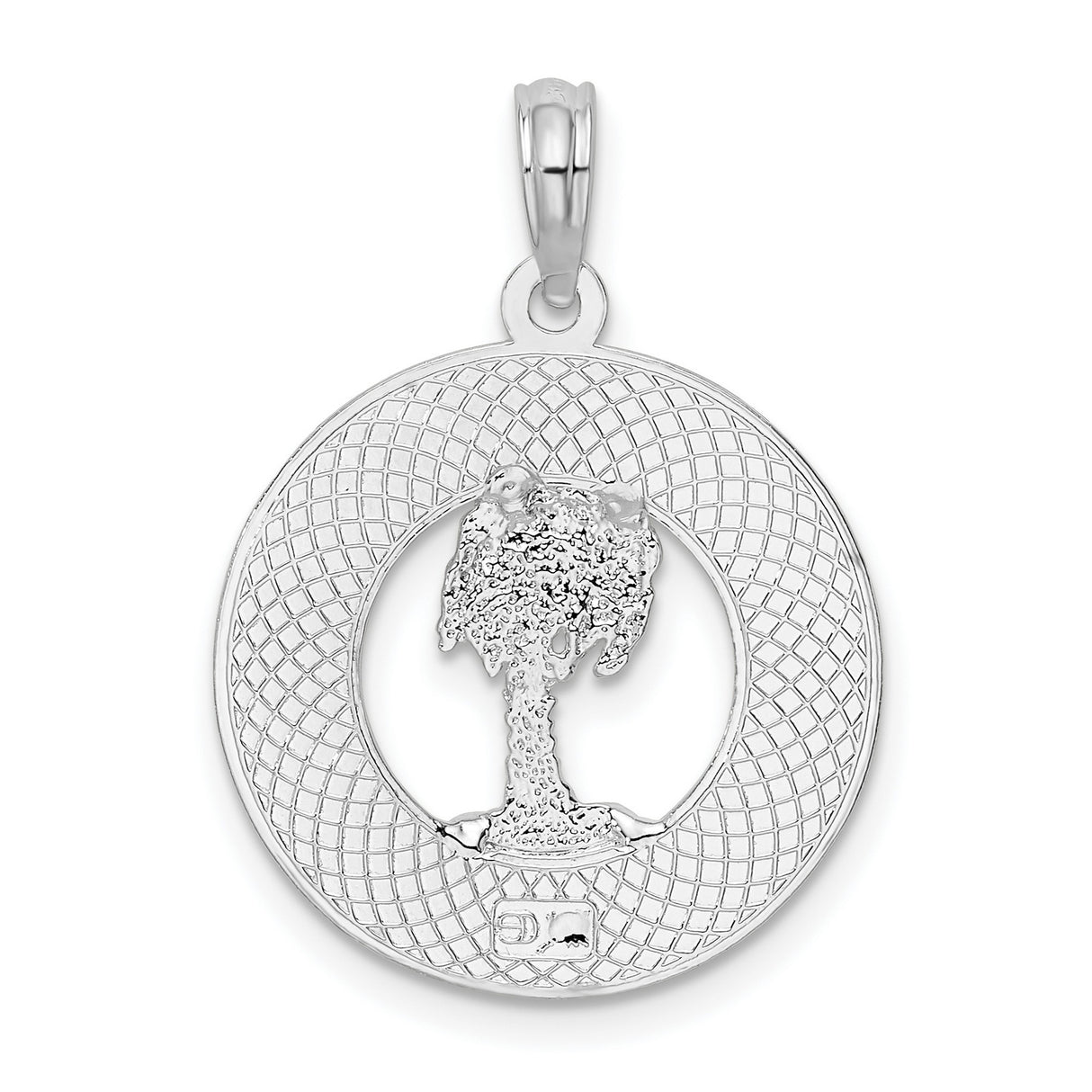 Sterling Silver Palm Tree Pendant, Textured Island Charm, Tropical Beach and Ocean Theme