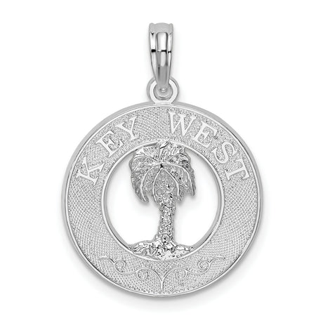 Sterling Silver Palm Tree Pendant, Textured Island Charm, Tropical Beach and Ocean Theme