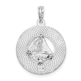 Sterling Silver Key West Pendant with Sailboat Design, Nautical Travel Theme