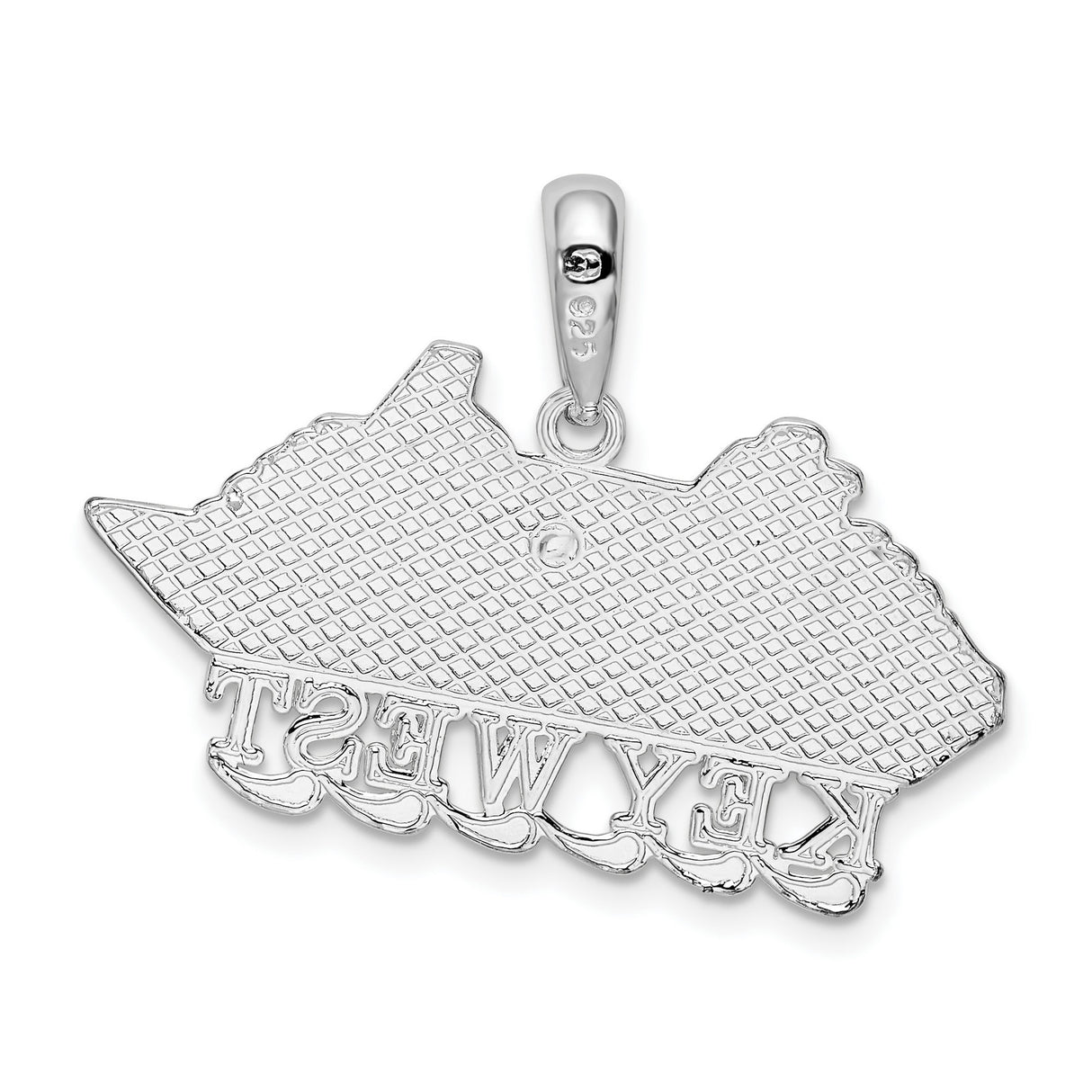 Sterling Silver Cruise Ship Pendant with Key West Lettering, Nautical Travel Charm