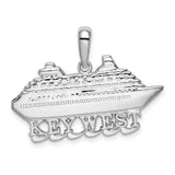 Sterling Silver Cruise Ship Pendant with Key West Lettering, Nautical Travel Charm