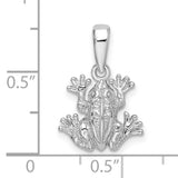 Sterling Silver Frog Pendant with Textured Limbs, Symbolic Animal Charm for Good Luck and Renewal