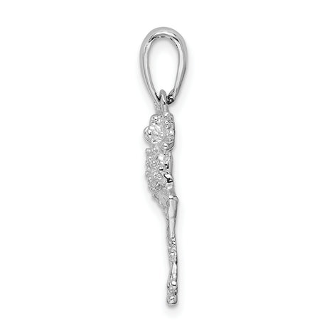 Polished Jumping Frog Charm Pendant in Real 925 Sterling Silver
