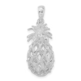 Sterling Silver Pineapple Pendant with Lattice Texture, Tropical Fruit Charm for Women