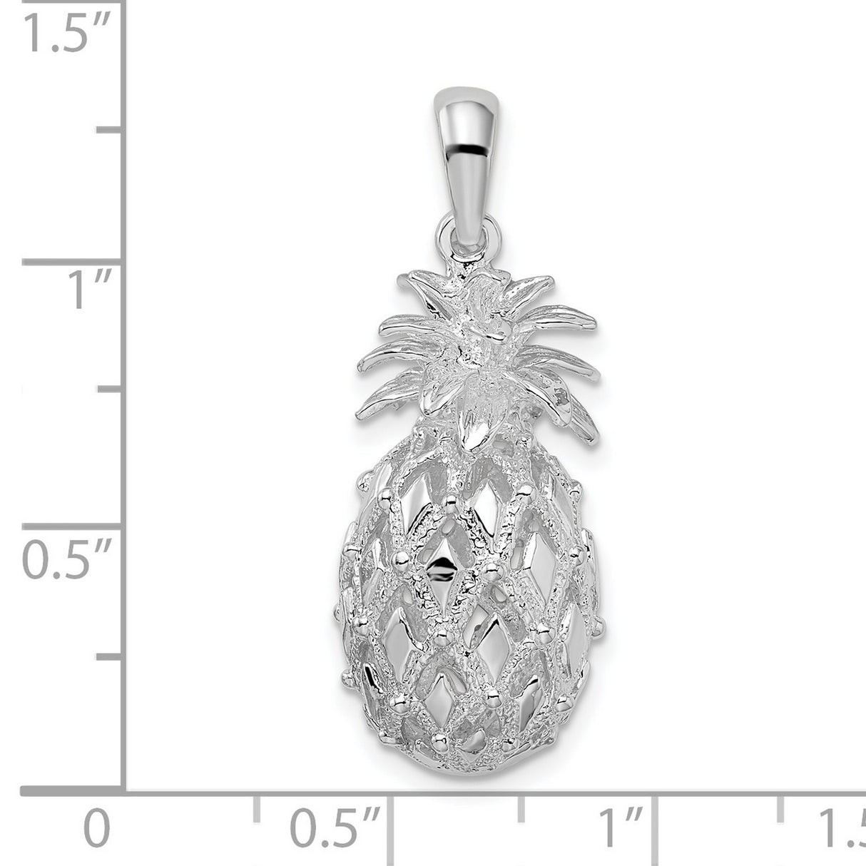 Sterling Silver Pineapple Pendant with Lattice Texture, Tropical Fruit Charm for Women