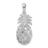 Sterling Silver Pineapple Pendant with Lattice Texture, Tropical Fruit Charm for Women