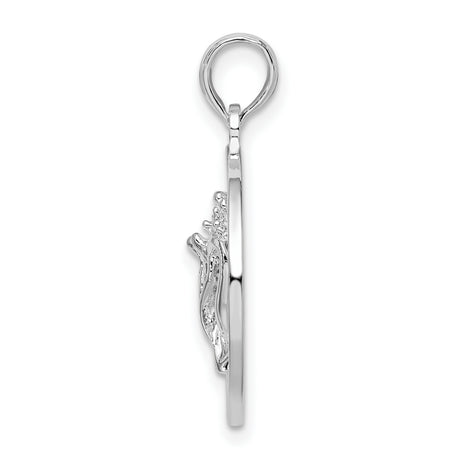 Sterling Silver Bahamas Pendant with Detailed Conch Shell Design, Tropical Island Souvenir Charm