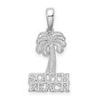 Sterling Silver Palm Tree Pendant with South Beach Engraving, Tropical Beach Charm