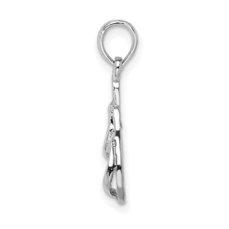 Sterling Silver Flip Flop Pendant with Textured Sandal Design, Beach Charm for Women