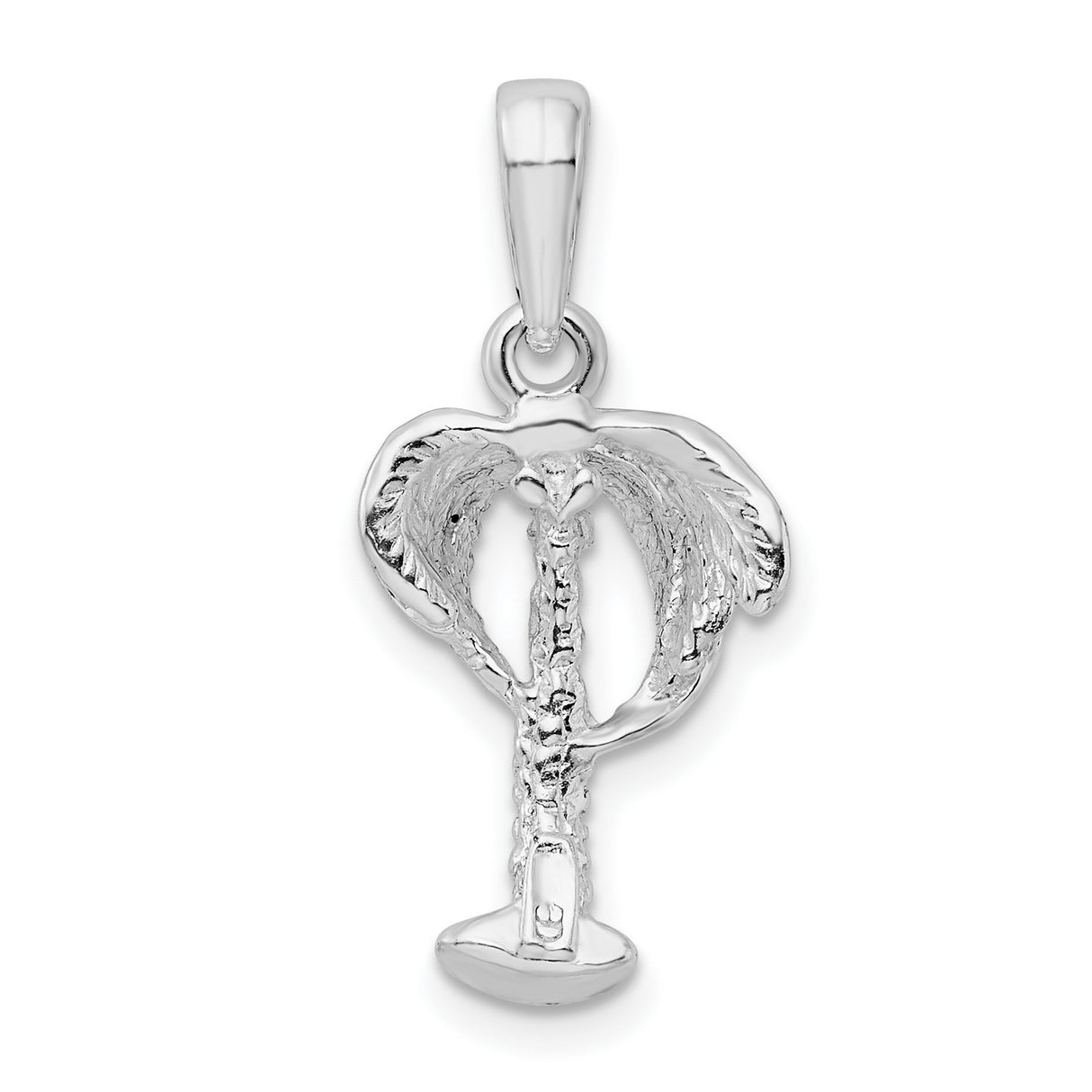 Sterling Silver Palm Tree Pendant with Textured Trunk and Tropical Beach Theme