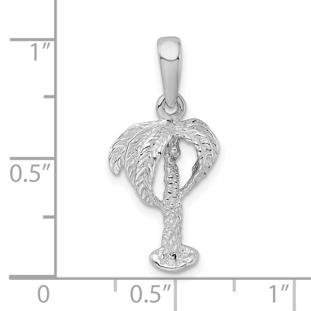 Sterling Silver Palm Tree Pendant with Textured Trunk and Tropical Beach Theme
