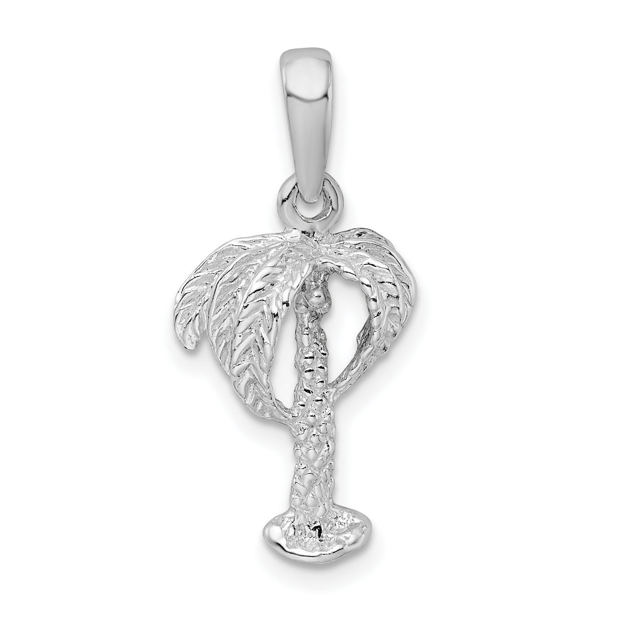 Sterling Silver Palm Tree Pendant with Textured Trunk and Tropical Beach Theme