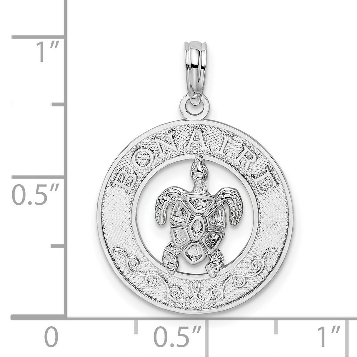 Sterling Silver Pendant, Sea Turtle with Wave Accents, Ocean-Themed Nautical Jewelry