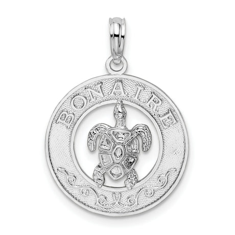 Sterling Silver Pendant, Sea Turtle with Wave Accents, Ocean-Themed Nautical Jewelry