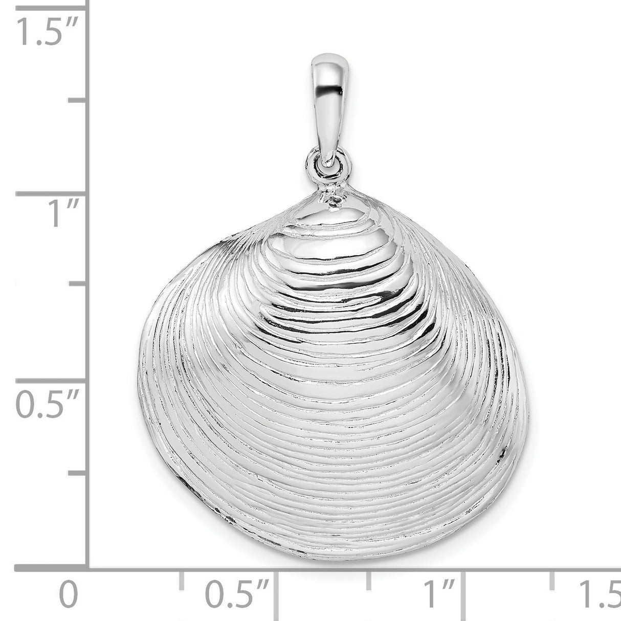 Sterling Silver Seashell Pendant with Detailed Clam Shell Design, Ocean-Inspired Jewelry