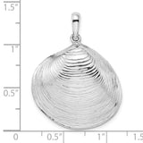 Sterling Silver Seashell Pendant with Detailed Clam Shell Design, Ocean-Inspired Jewelry