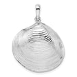 Sterling Silver Seashell Pendant with Detailed Clam Shell Design, Ocean-Inspired Jewelry