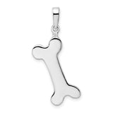 Sterling Silver Bone Shaped Pendant, Polished Finish, Pet Memorial Jewelry for Dog Lovers
