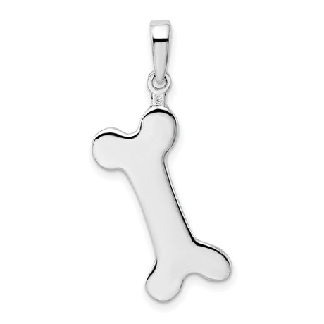 Sterling Silver Bone Shaped Pendant, Polished Finish, Pet Memorial Jewelry for Dog Lovers