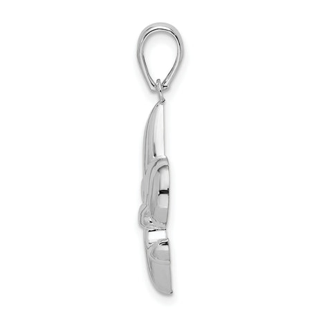 Polished Medium Fleur de Lis Charm Pendant in Real 925 Sterling Silver
