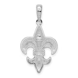 Polished Medium Fleur de Lis Charm Pendant in Real 925 Sterling Silver