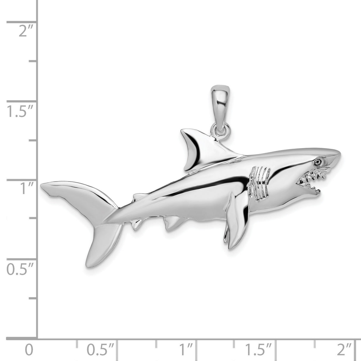 Sterling Silver Shark Pendant, Detailed Great White Design, Nautical Marine Style Charm
